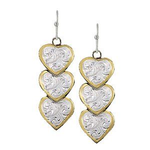 Montana Silversmiths Triple Hearts Earrings